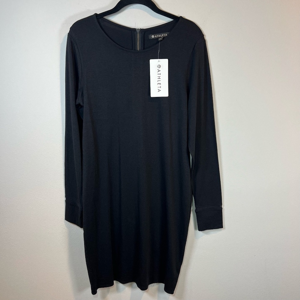 Athleta Women's Weekday Industry Dress Black Wool Blend Athleisure Office Medium